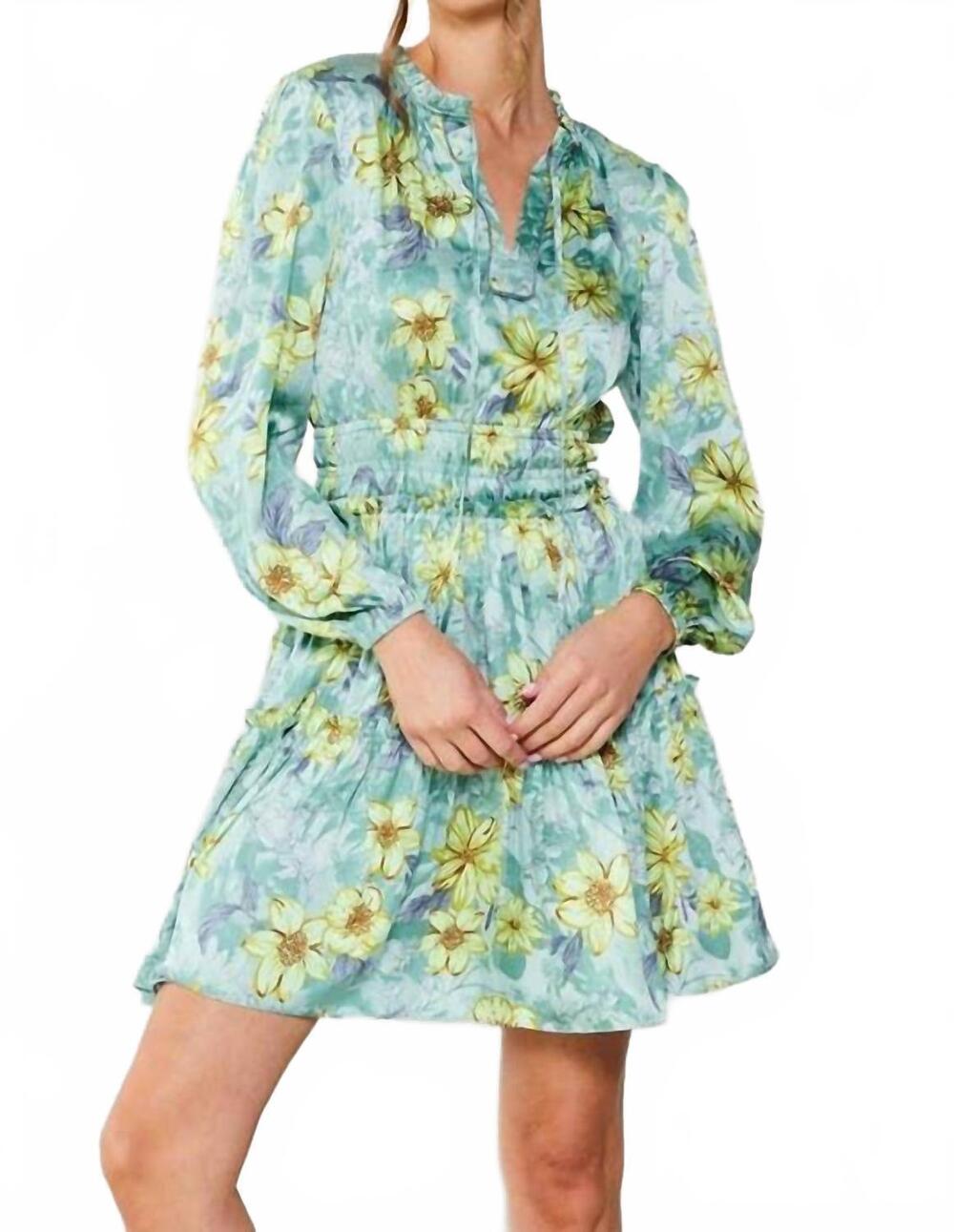 NEW CURRENT AIR print mini dress in sage multi floral
